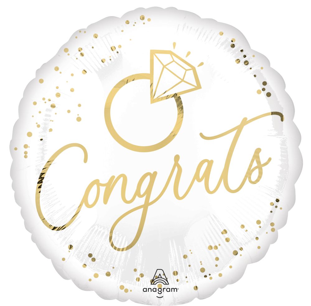 Standard White Gold Wedding Balloon