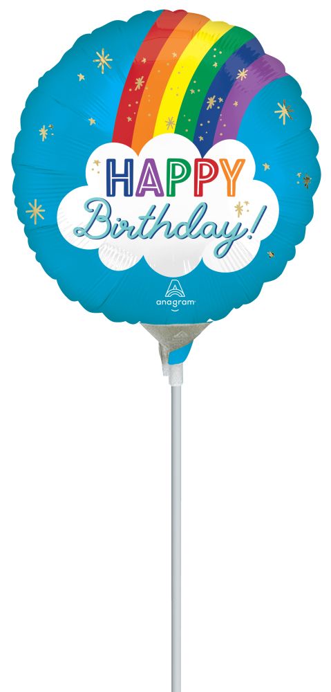09" Satin Happy Birthday Rainbow Balloon