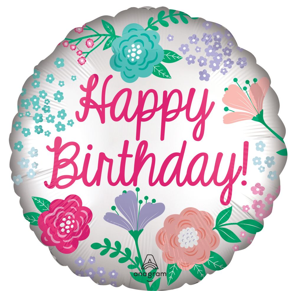 Standard Satin Happy Birthday Garden Balloon