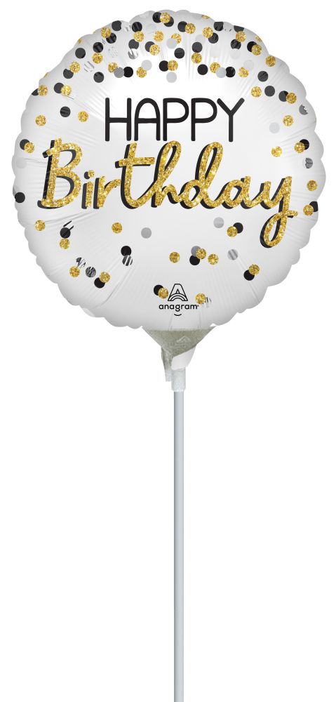 04" Black Silver Gold Birthday Balloon