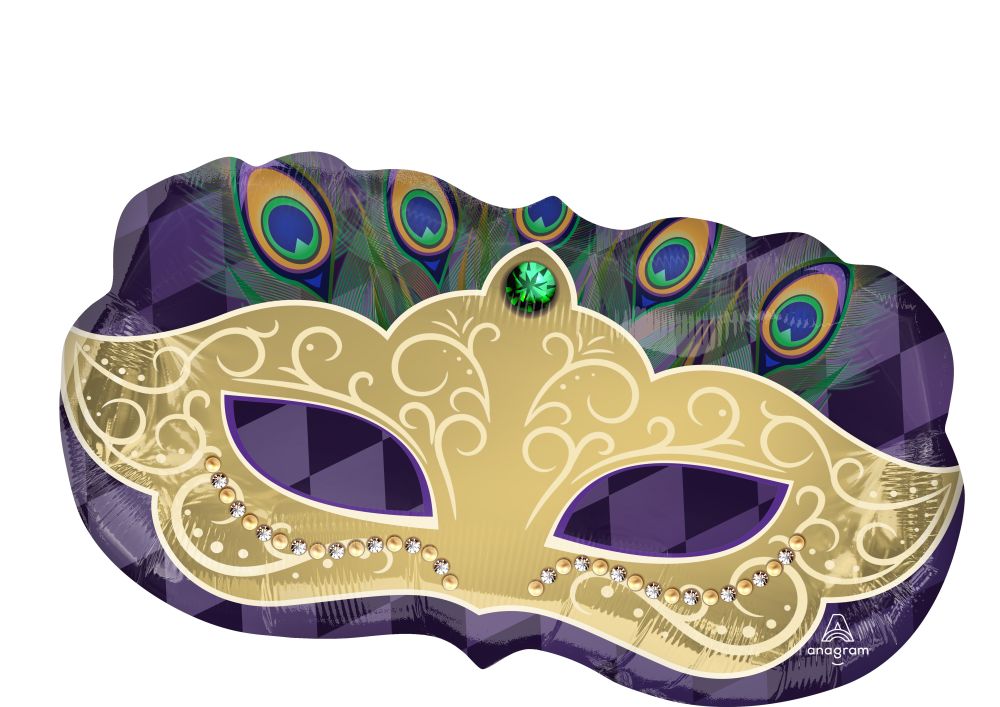 Supershape Mardi Gras Mask Gold Balloon