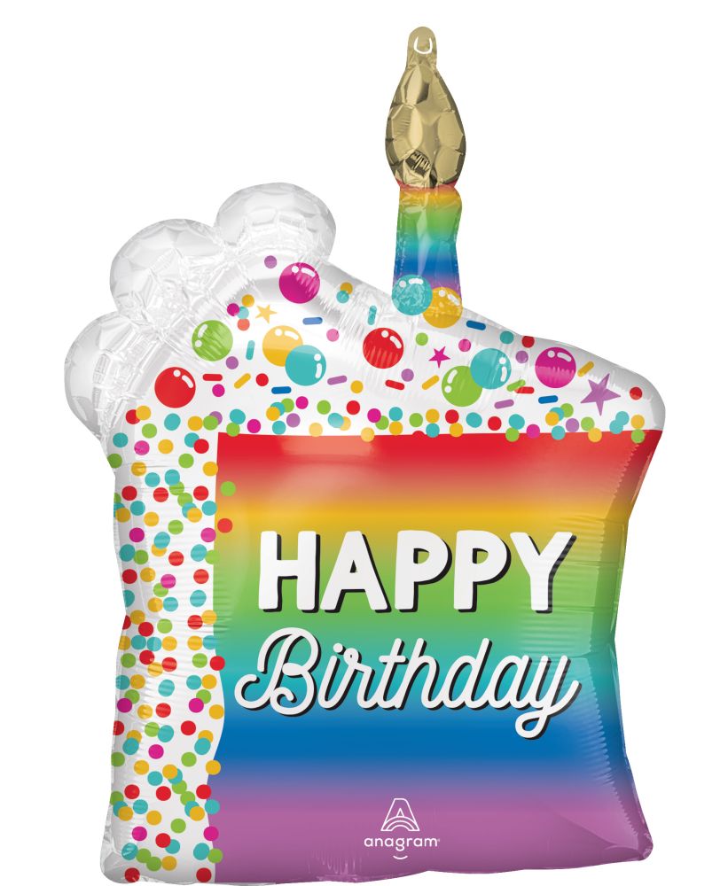 SuperShape Rainbow Slice Happy Birthday Balloon