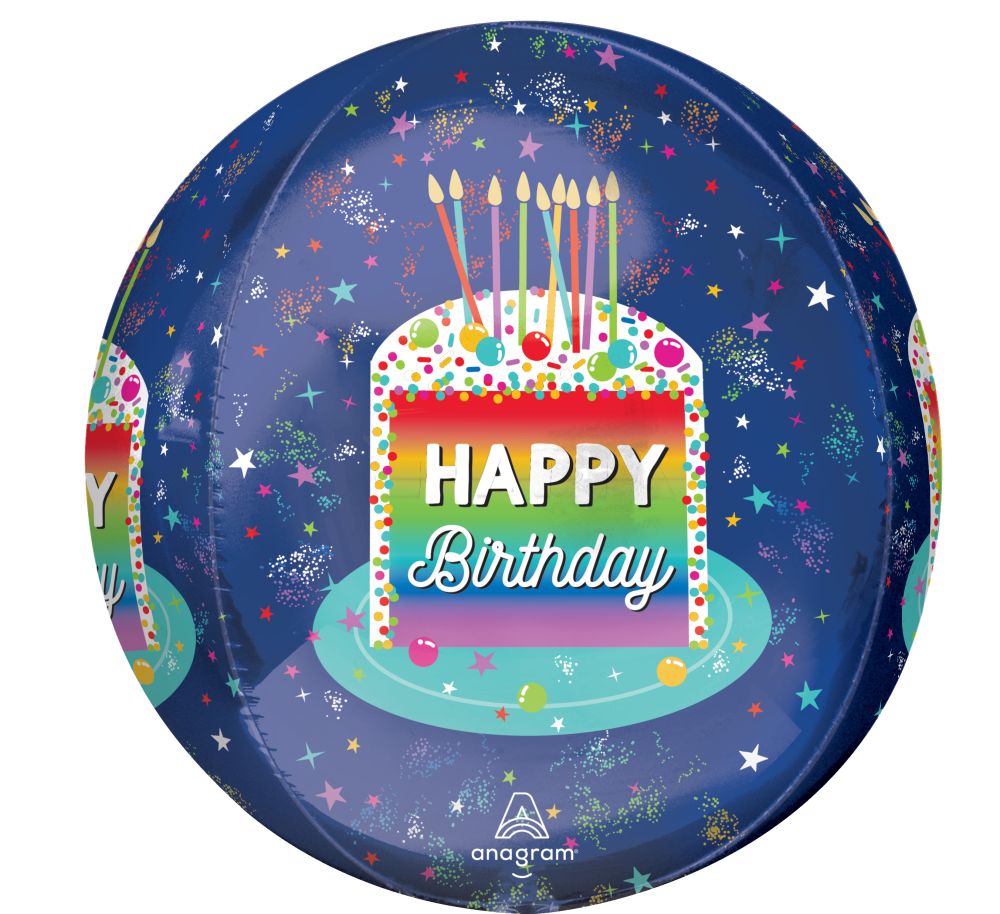 Orbz Rainbow Slice Happy Birthday  Balloon