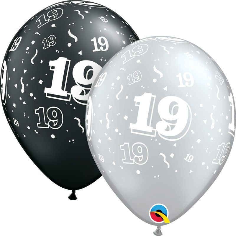 11" 19-A-Round Assortment Pearl Black and Silver (50pcs) Balloons