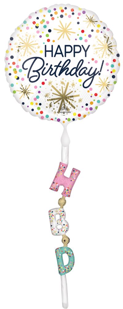 AirWalker Tail Confetti Sprinkle Happy Birthday Balloon