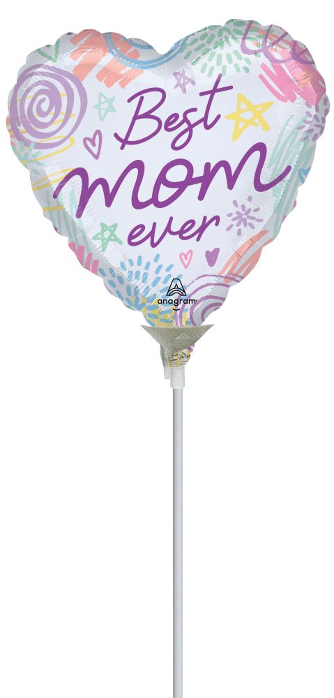 09" Best Mom Ever Sweet Scribbles Balloon