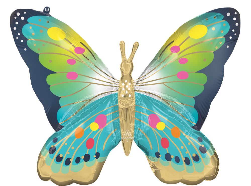 SuperShape Vibrant Blue Satin Butterfly Flutters Balloon
