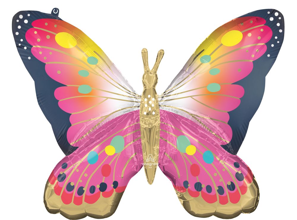 SuperShape Vibrant Pink Satin Butterfly Flutters Balloon