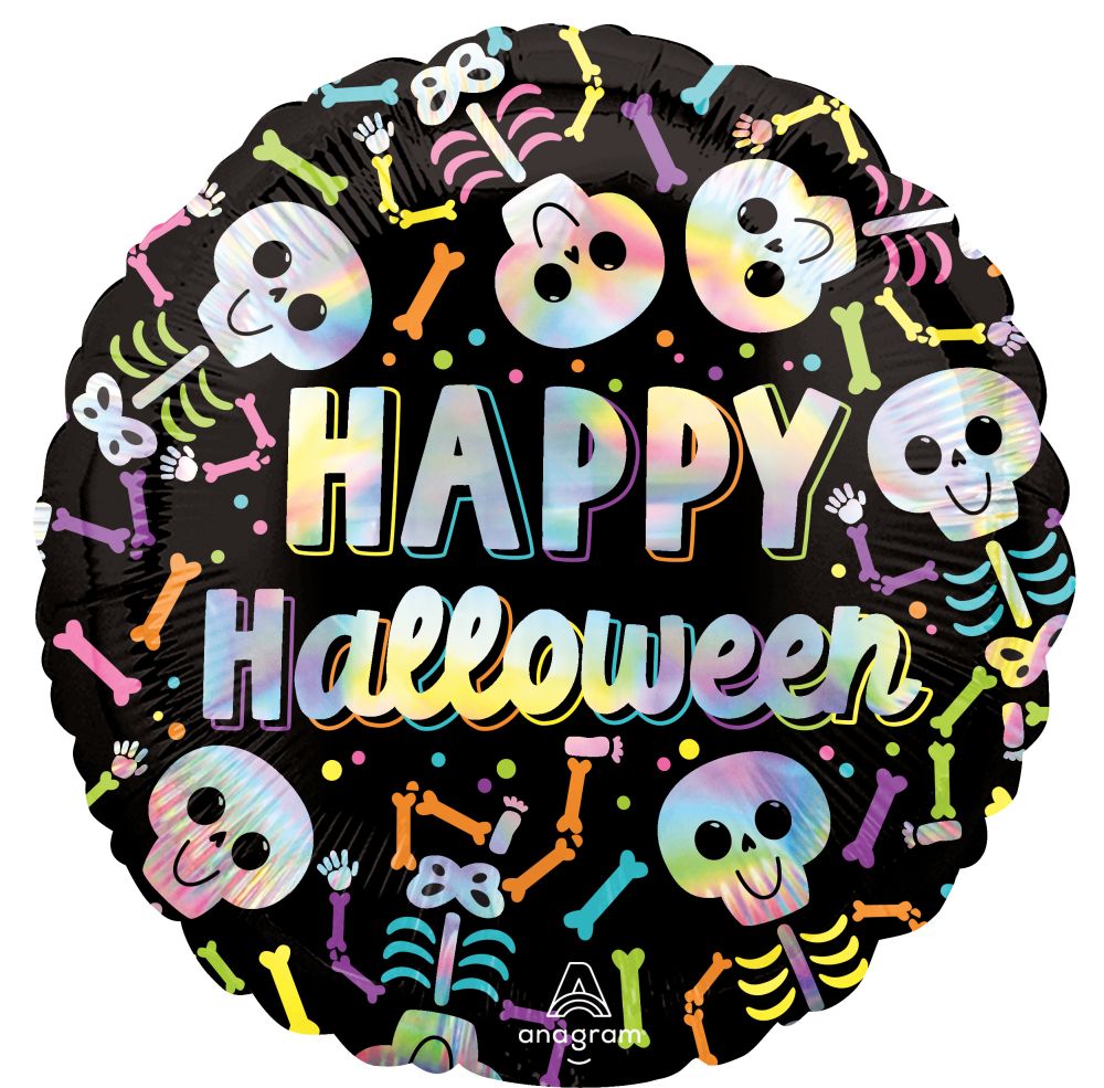 Standard Holographic Iridescent Bare Bones Halloween Balloon