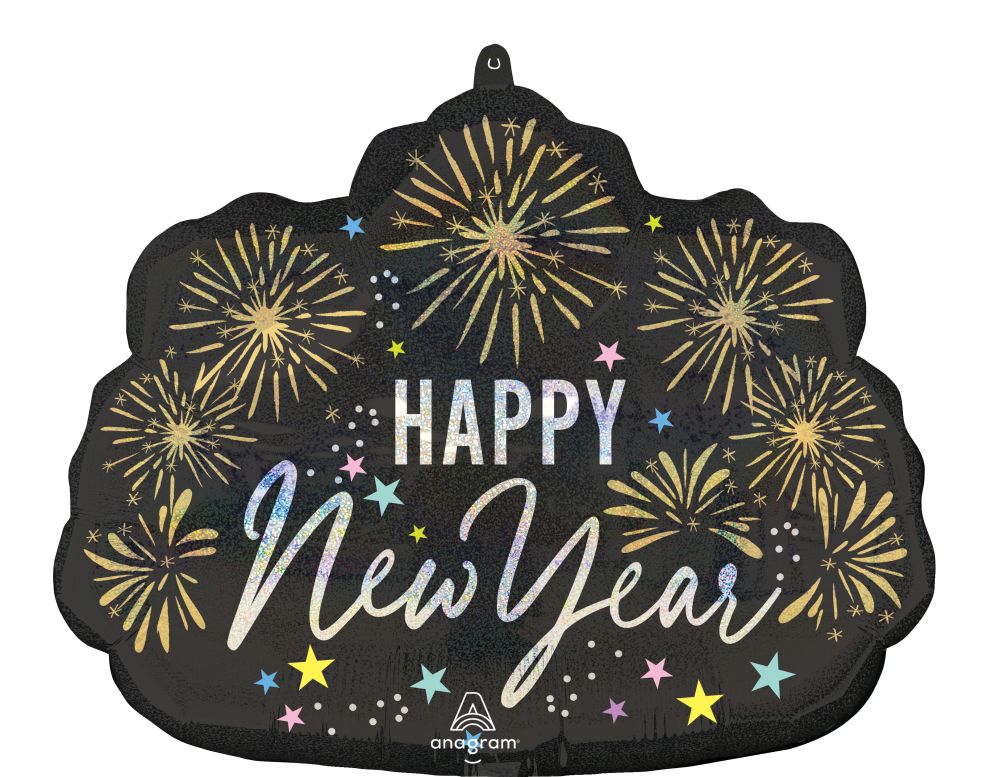 SuperShape Holographic Festive New Year Sparkle Balloon
