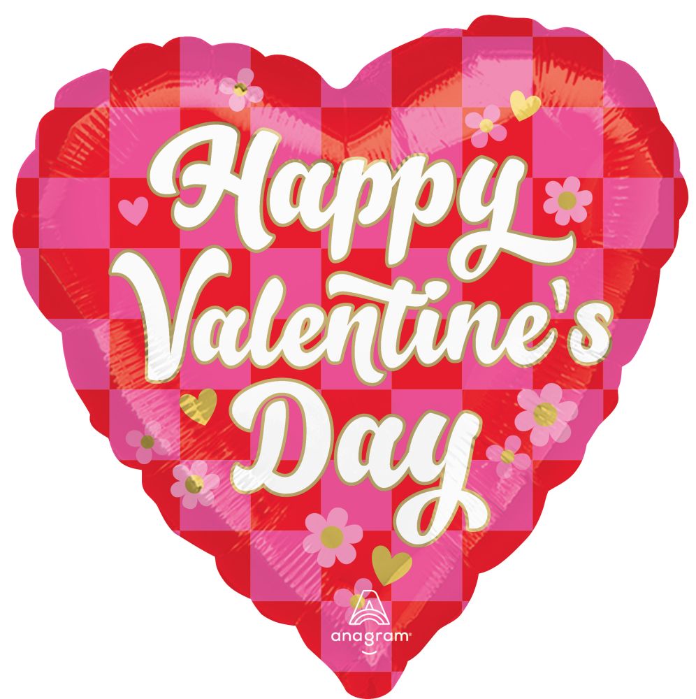 Standard Checkerboard Valentines Day Balloon