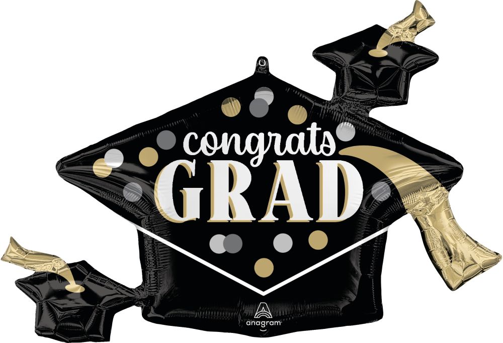 SuperShape Satin Timeless Polka Dots Congrats Grad Balloon