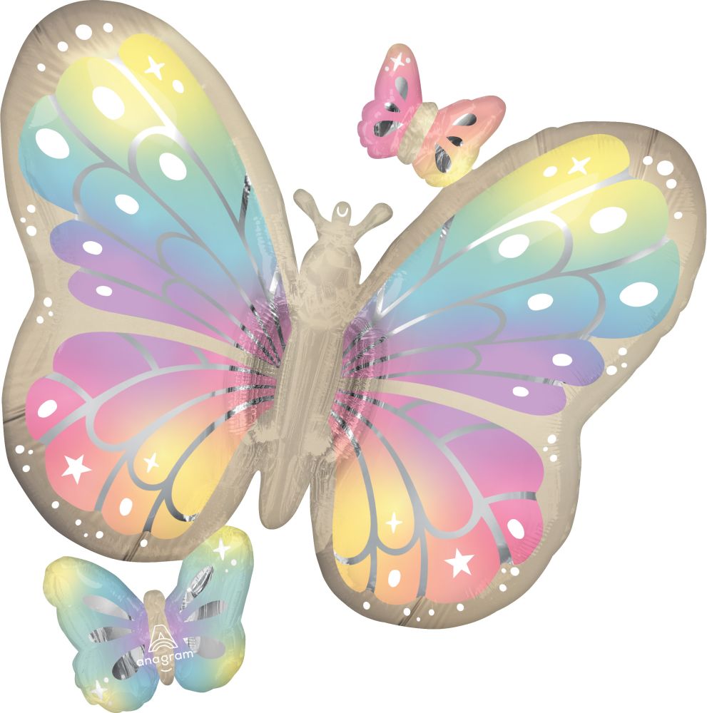 SuperShape Satin Fluttering Dreams Butterflies Balloon