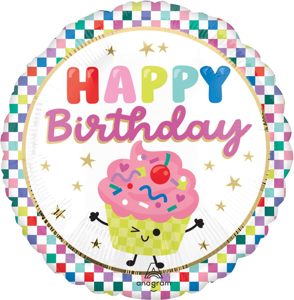 Standard Vibrant Cupcakes Birthday Balloon