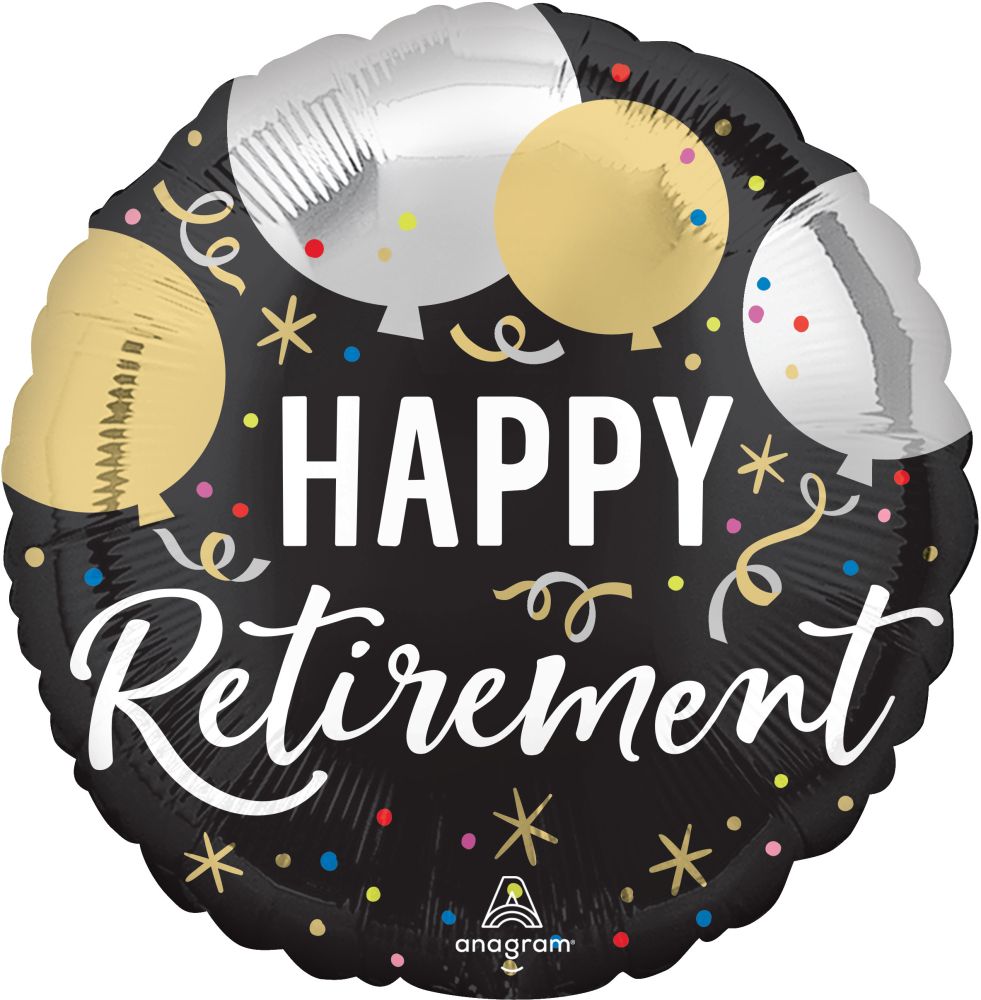 Standard Black Silver Gold Retirement Balloon