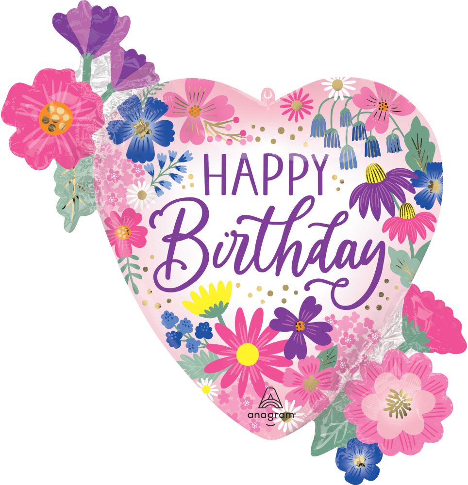 SuperShape Garden Florals Birthday Balloon
