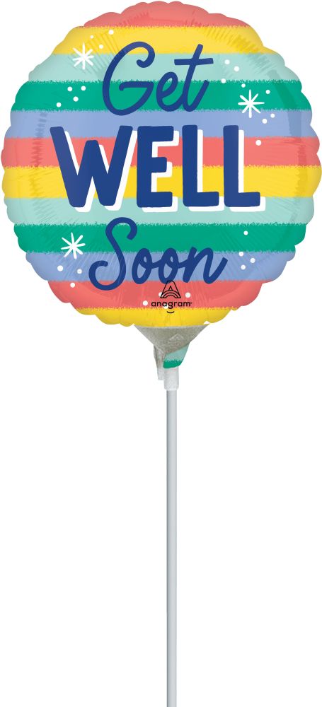 09" Candy Stripes Get Well Soon Balloon