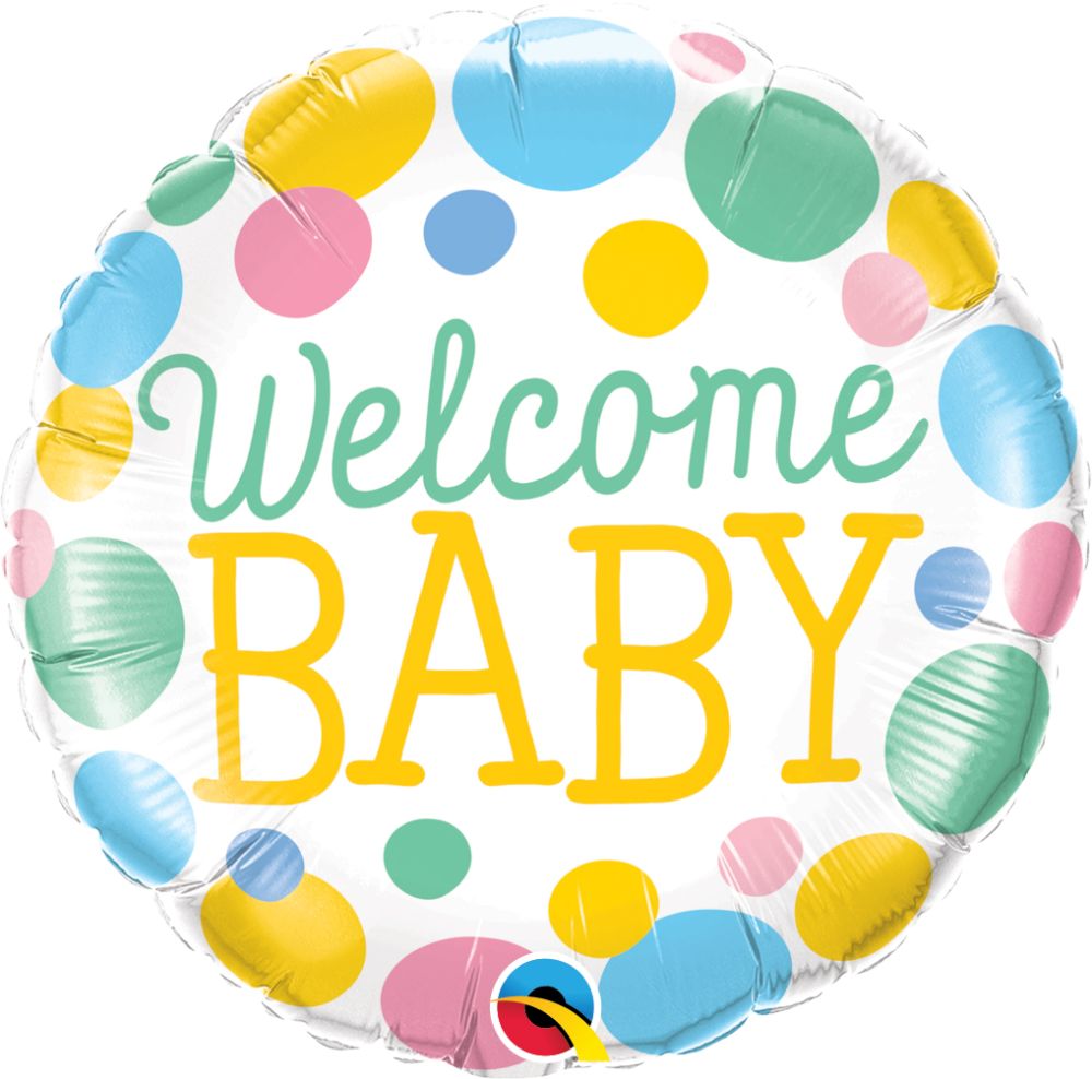 18" Welcome Baby Dots (non-packaged) Balloon
