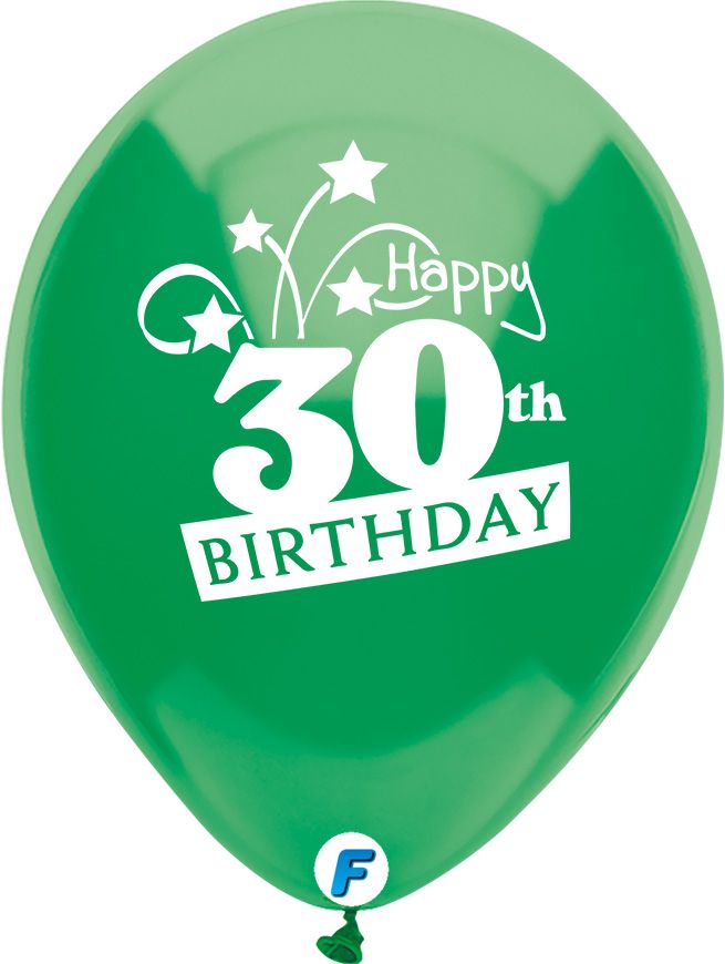 Funsational 12" 30th Birthday Shooting Stars Assortment (8pcs) Balloons