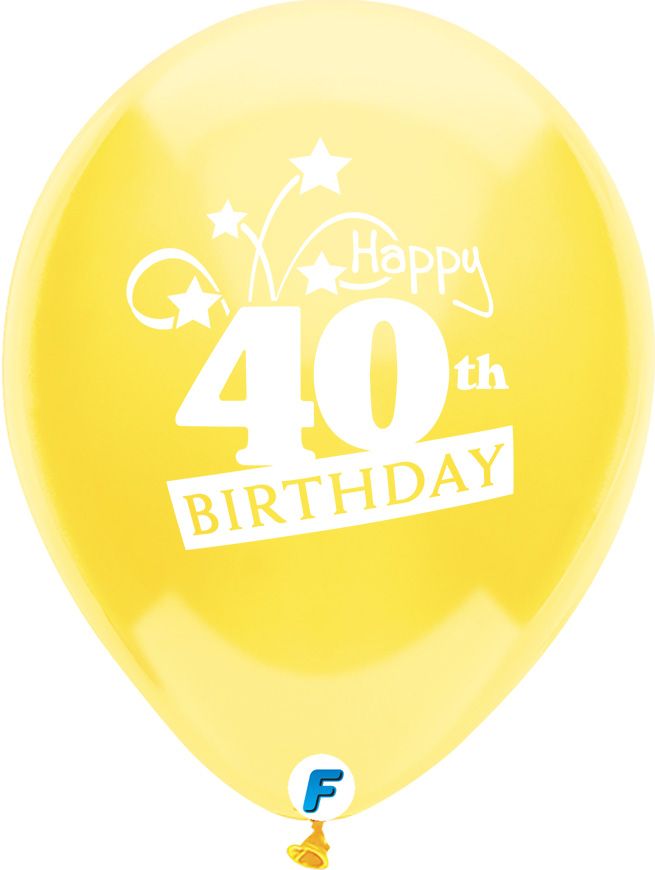 Funsational 12" 40th Birthday Shooting Stars Assortment (8pcs) Balloons