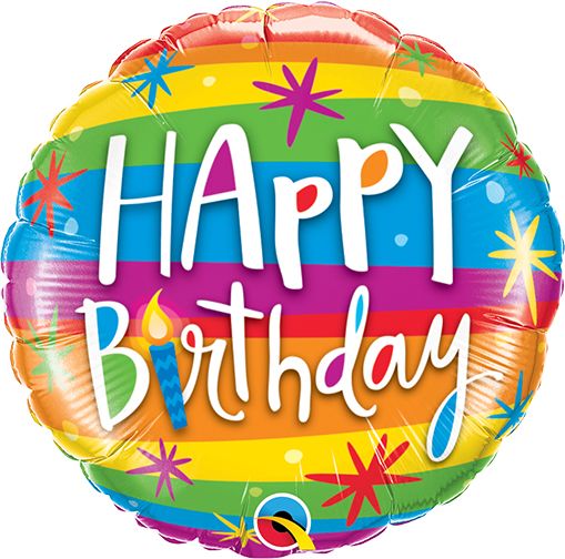 09" Birthday Rainbow Stripes Balloon