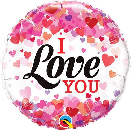 09" I Love You Confetti Hearts Balloon