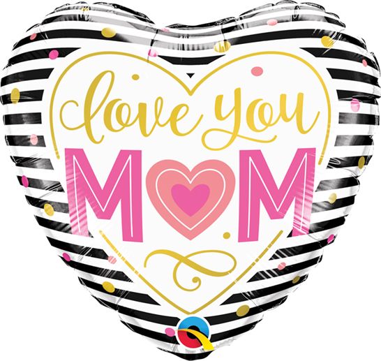 09" Love You M(Heart)M Stripes Heart Balloon
