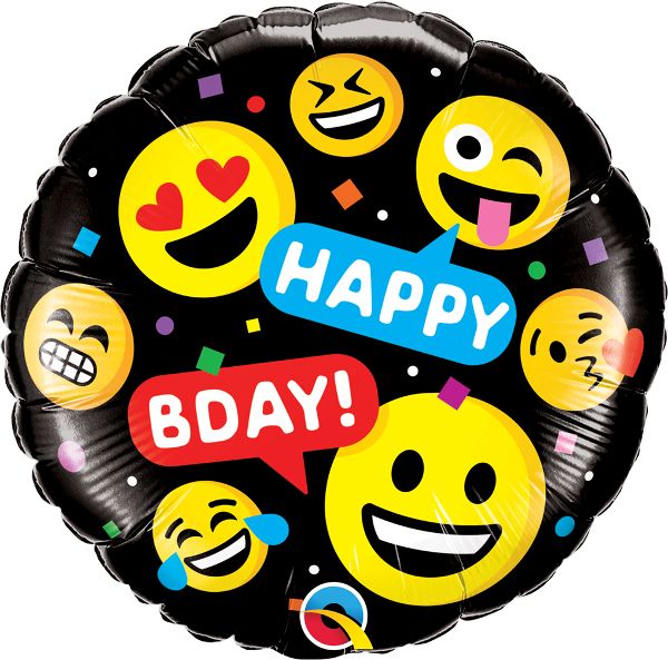 18" Smileys Happy Bday Balloon