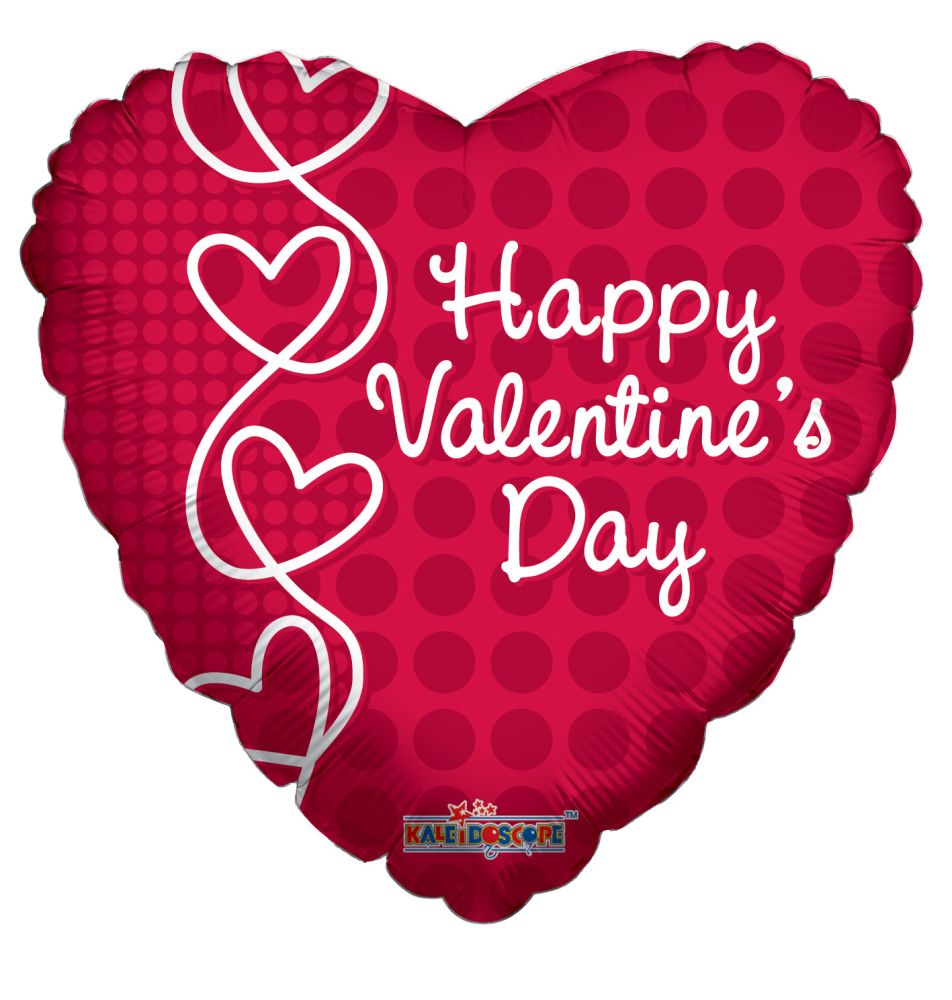 09" Happy Valentine's Day Laced Hearts Balloon