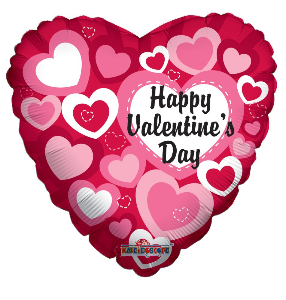 09" Happy Valentine's Day Random Hearts Balloon
