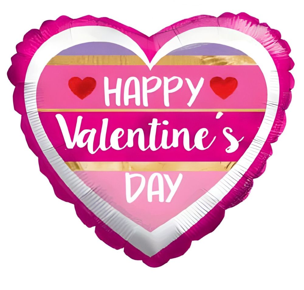 09" Happy Valentines Day Lines Balloon