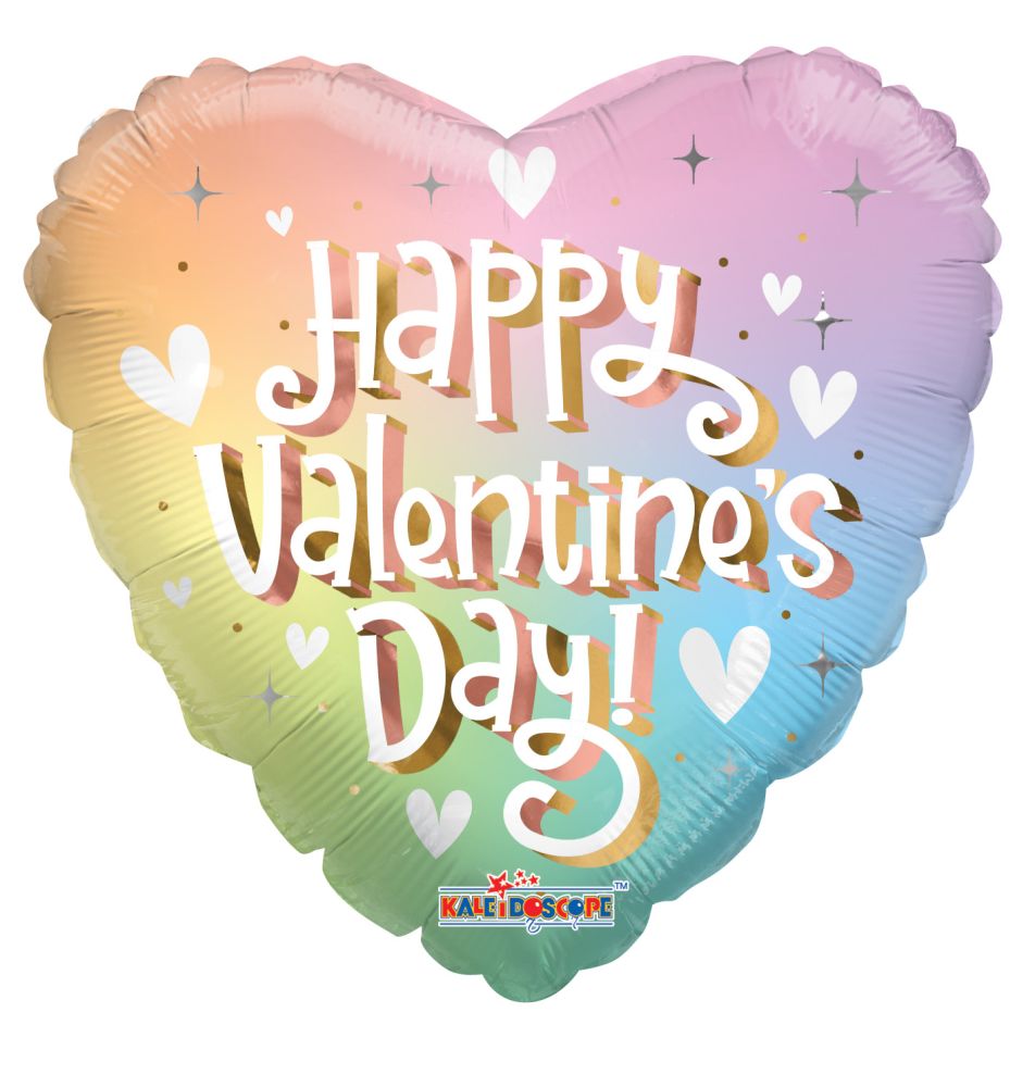04" Happy Valentines Day Soft Rainbow Balloon