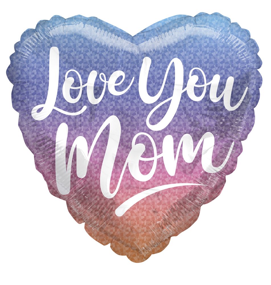 09" Love You Mom Prismatic Balloon