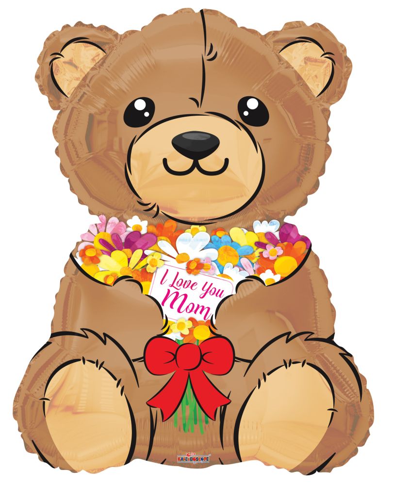 36" Love You Mom Bear Balloon