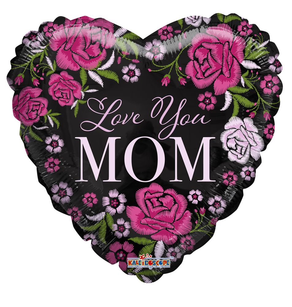 36" Love You Mom Embroidered Balloon