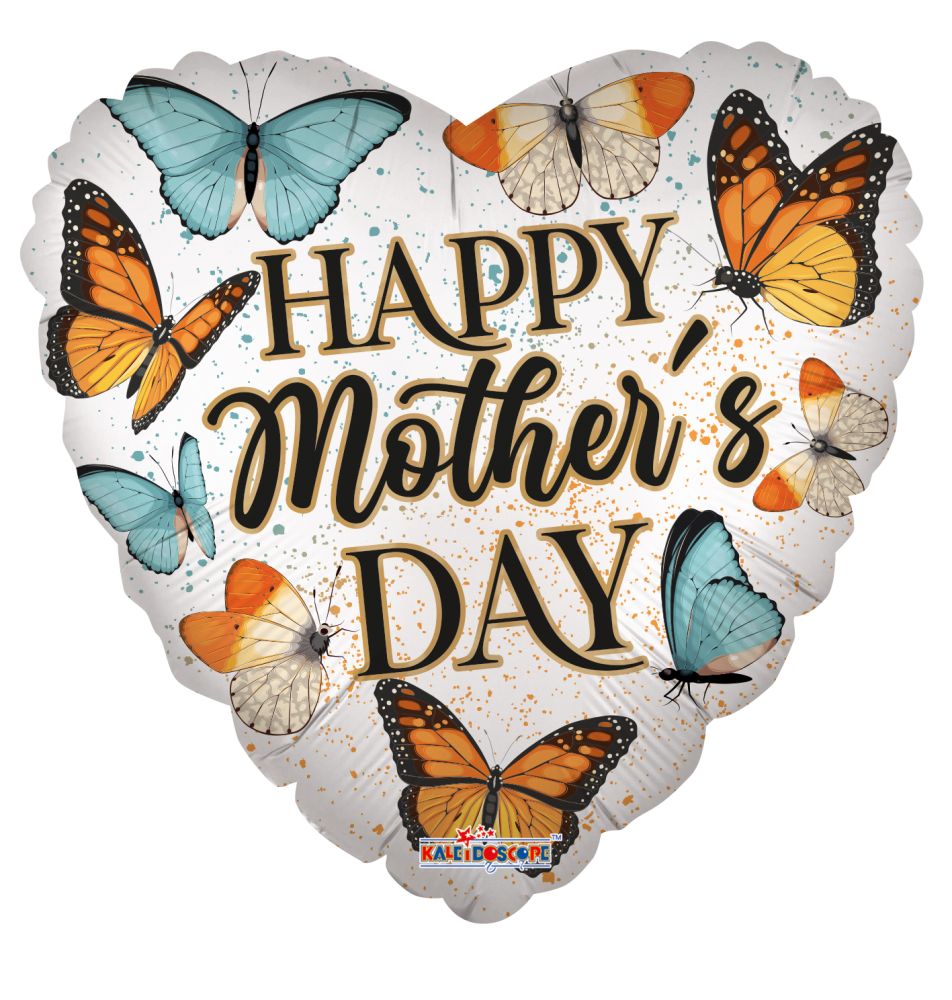 18" Happy Mothers Day Big Butterflies Balloon
