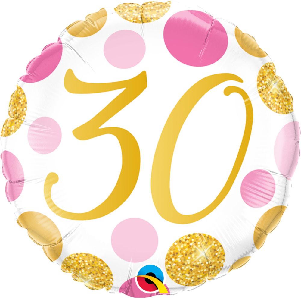 18" 30 Pink and Gold Dots Balloon