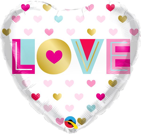 18" Love Metallic Hearts Balloon