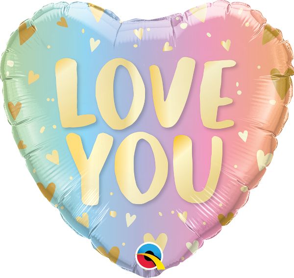 18" Love You Pastel Ombre and Hearts Balloon