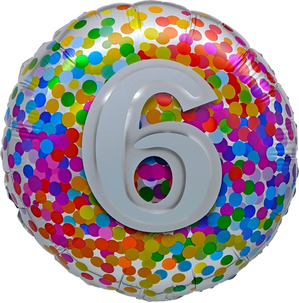 18" 6 Rainbow Confetti Balloon Airise