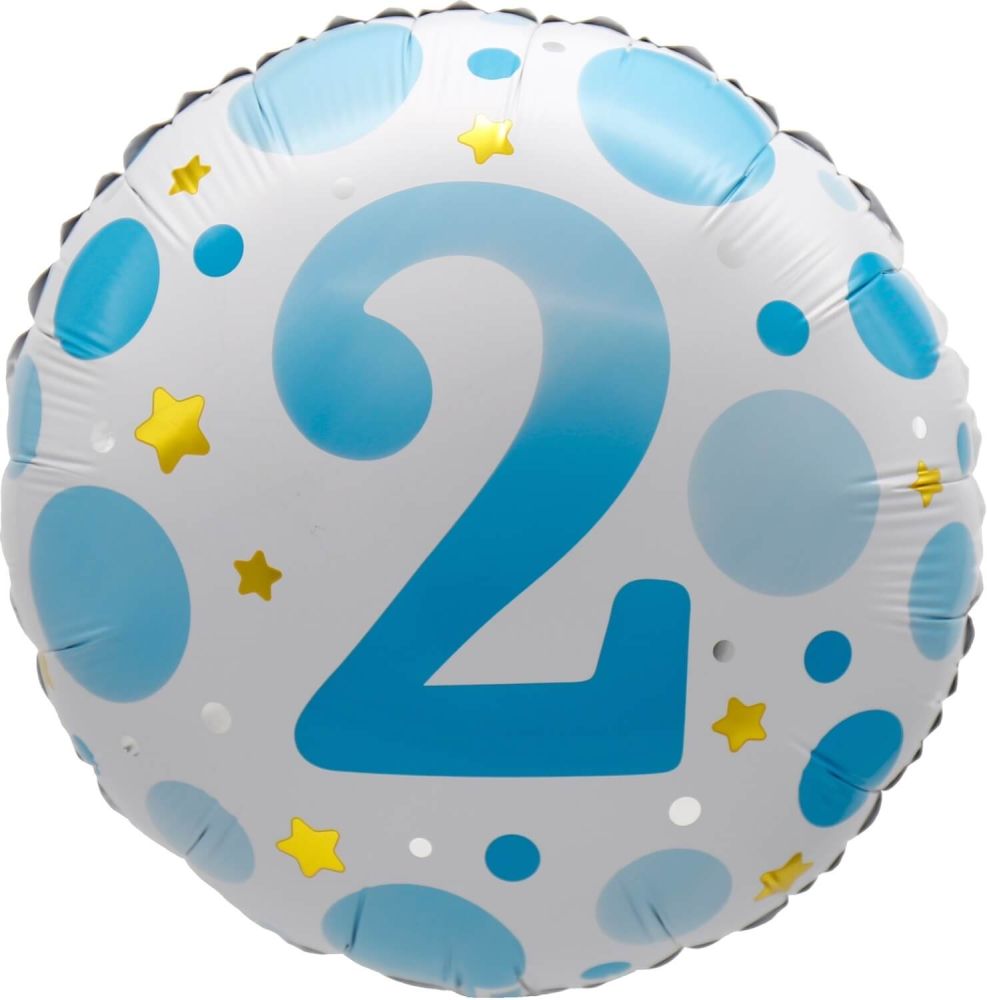 18" Age 2 Blue Dots Balloon Airise