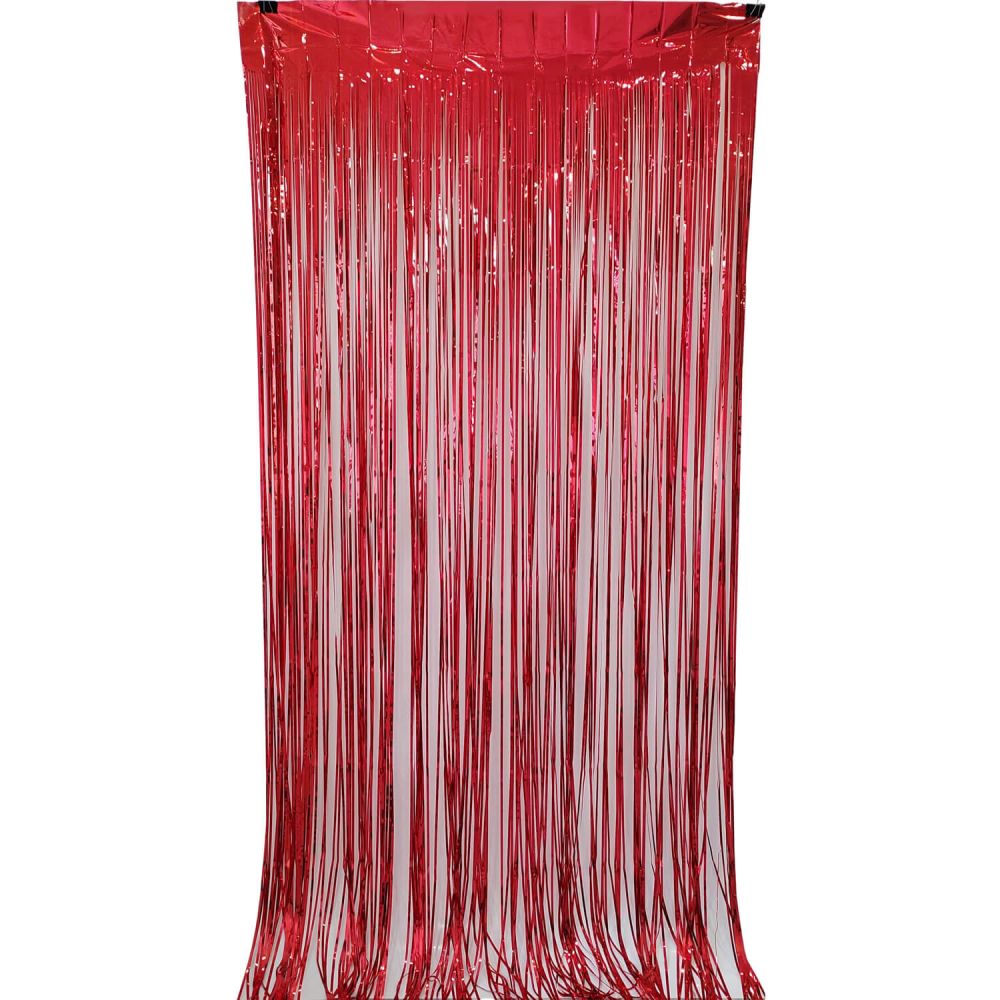 6.5ft x 3.25ft Fringe Curtain - Red