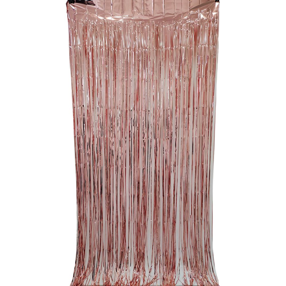 6.5ft x 3.25ft Fringe Curtain - Rose Gold