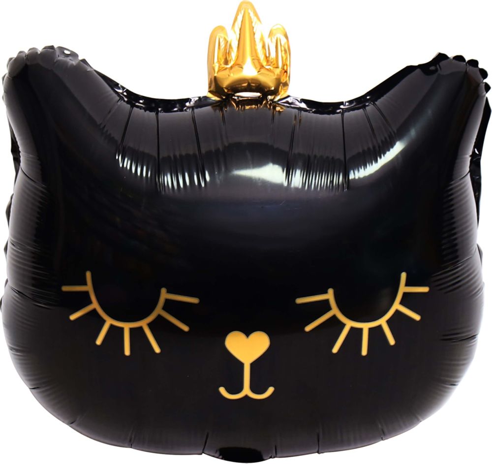 19" Black Cat with Crown Balloon