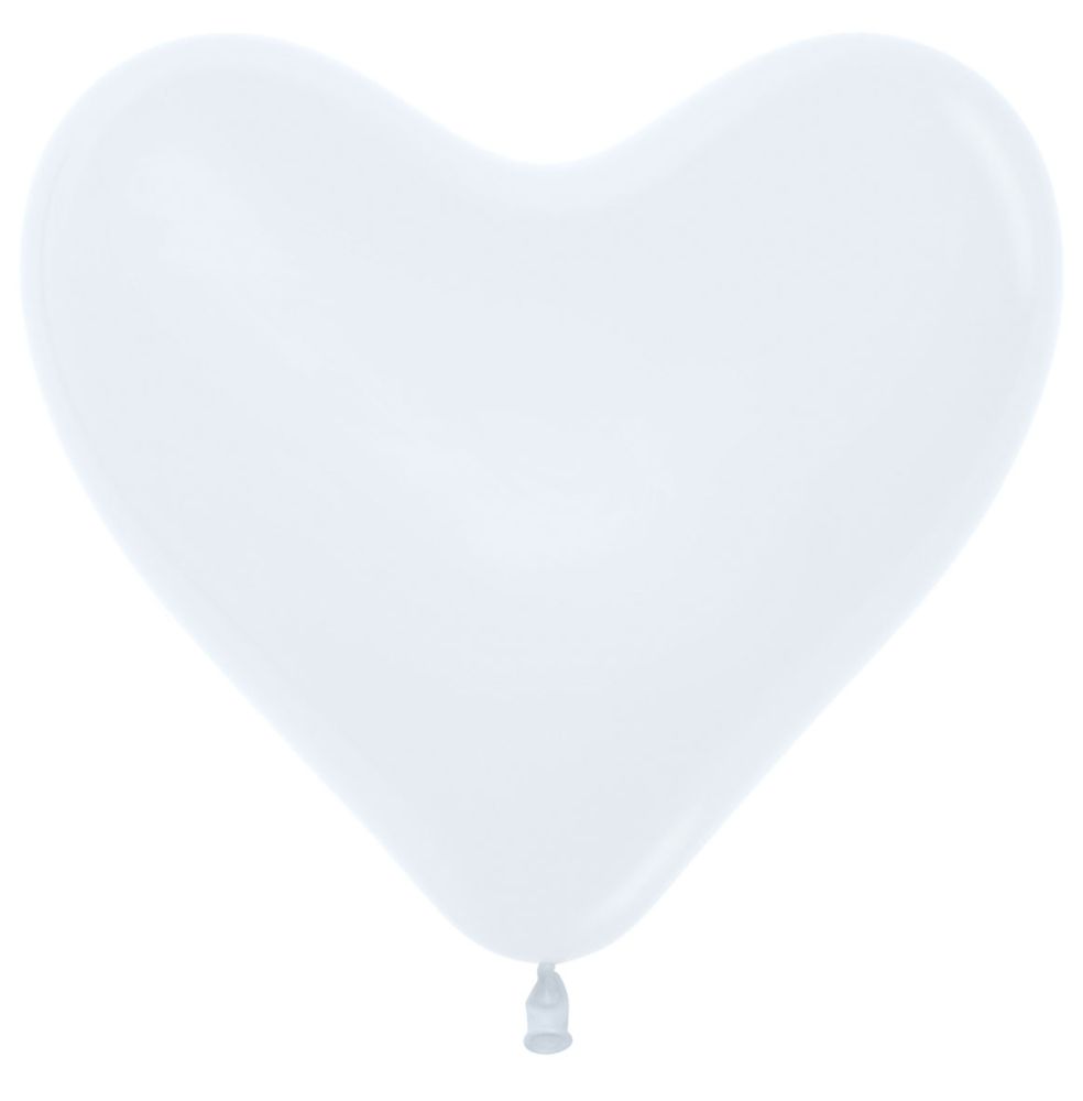 06" Fashion White Heart (50pcs) Sempertex Balloons