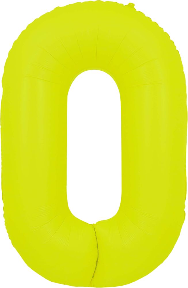 34" Neon Yellow Number 0 Balloon