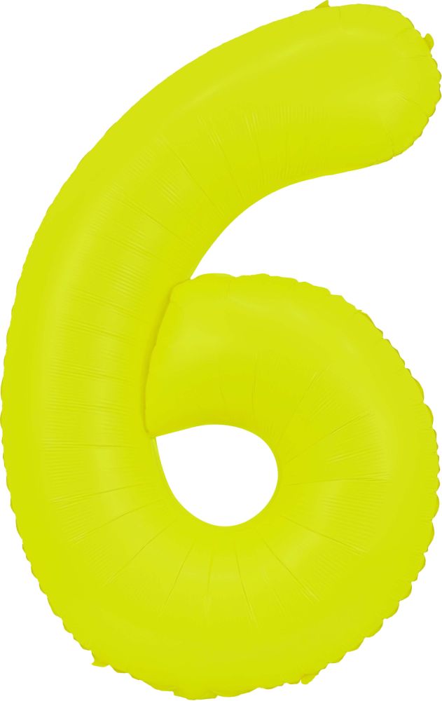 34" Neon Yellow Number 6 Balloon