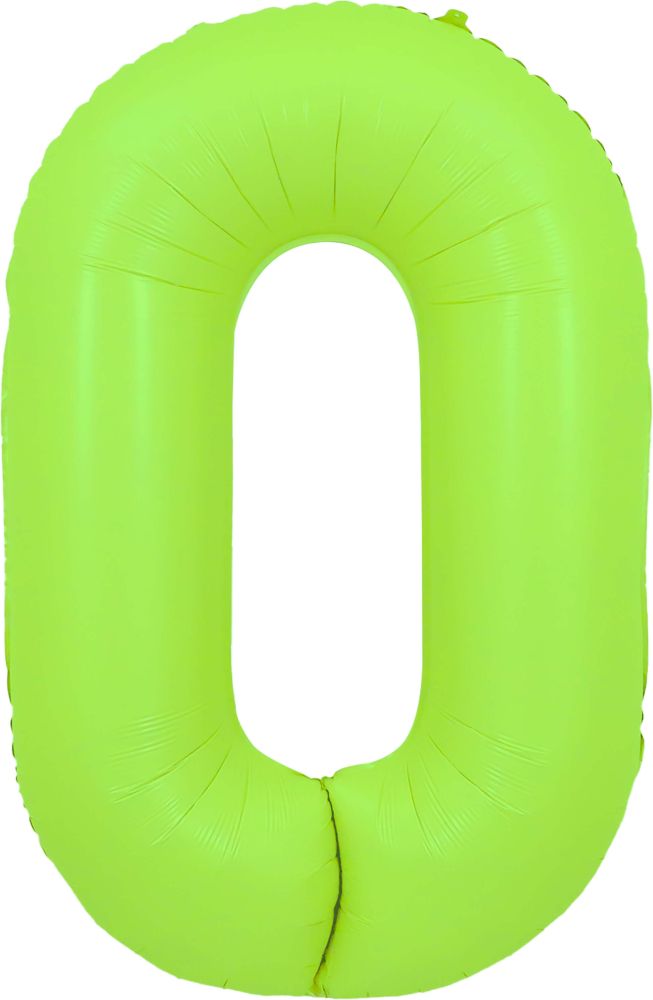 34" Neon Green Number 0 Balloon