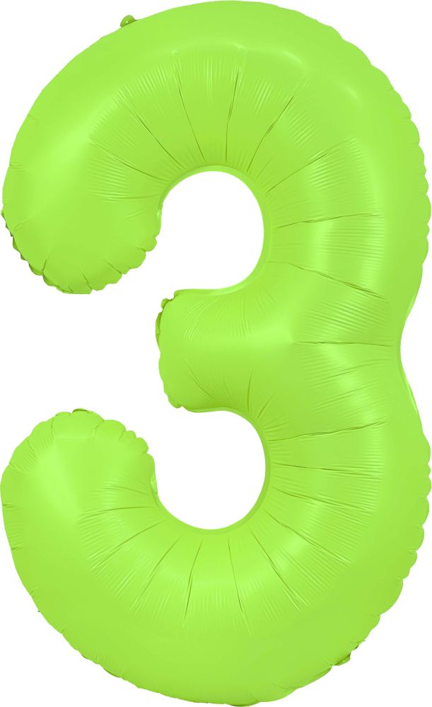 34" Neon Green Number 3 Balloon