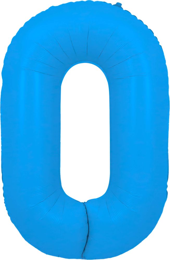 34" Neon Blue Number 0 Balloon